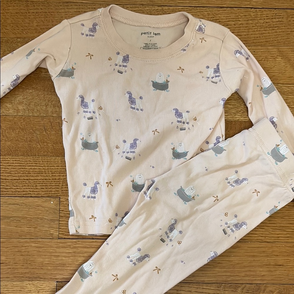 Petit Lem Light Pink Kids Pajamas with Dog Print size 2